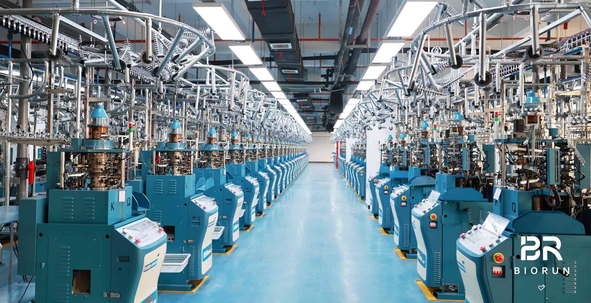 Modern sock knitting workshop with advanced machinery